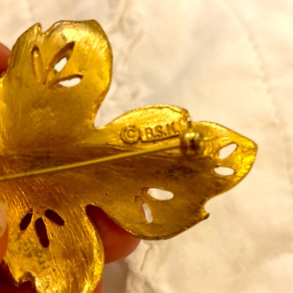 Beautiful large BSK signed autumn leaf pin brooch - Picture 4 of 4